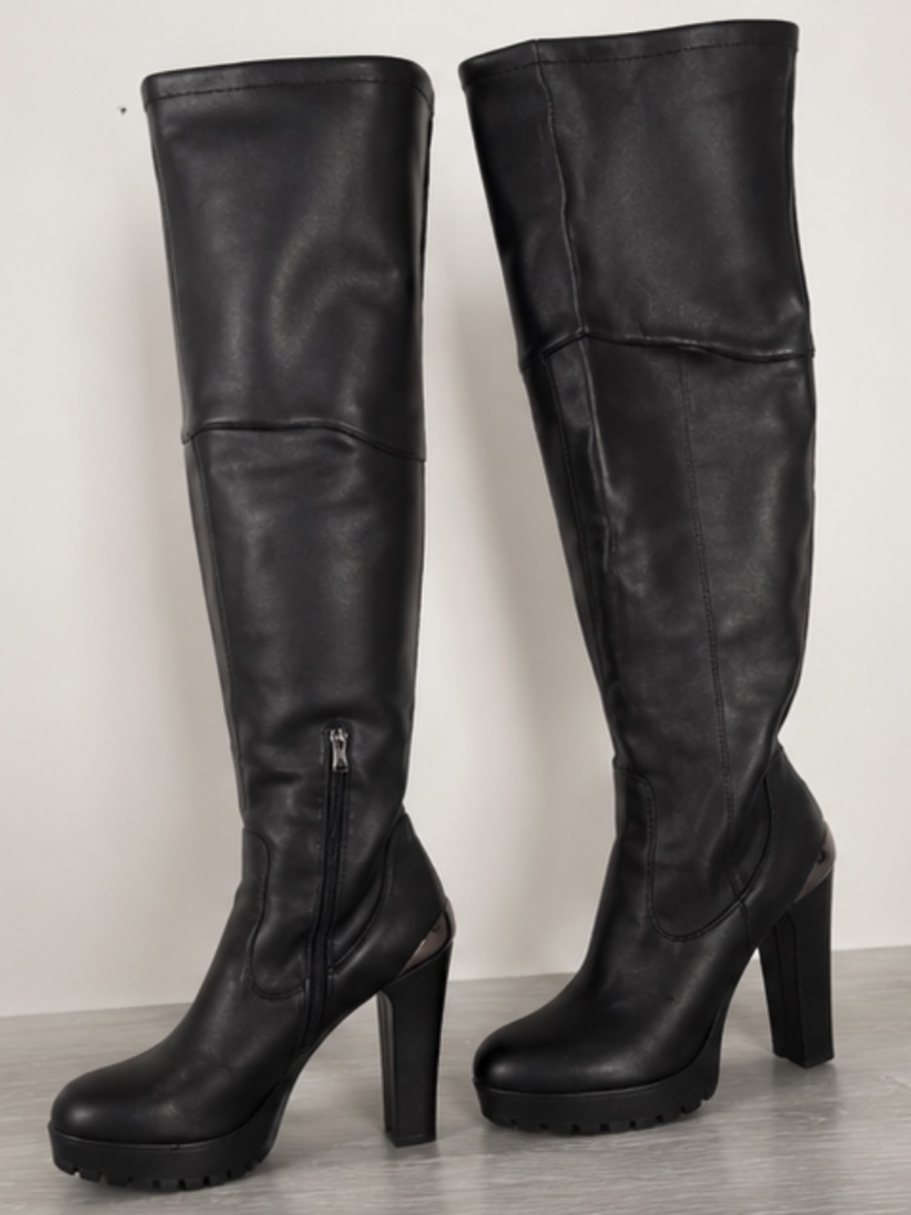 Guess Womens Leather Thigh-High Boots